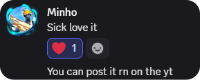 Testimonial from Minho: Sick, love it. You can post it right now on the YT.